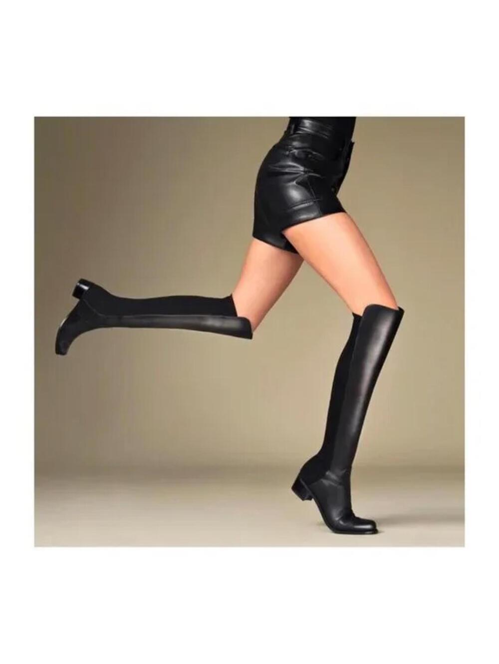 Stuart Weitzman Reserve Black Leather Over-The-Knee Boots S4002 Size 7B